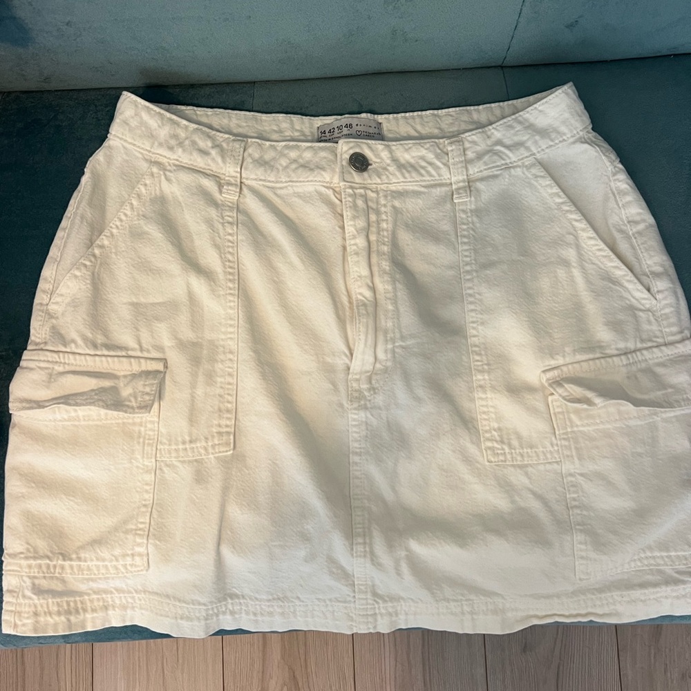 Primark White Denim Cargo Skirt